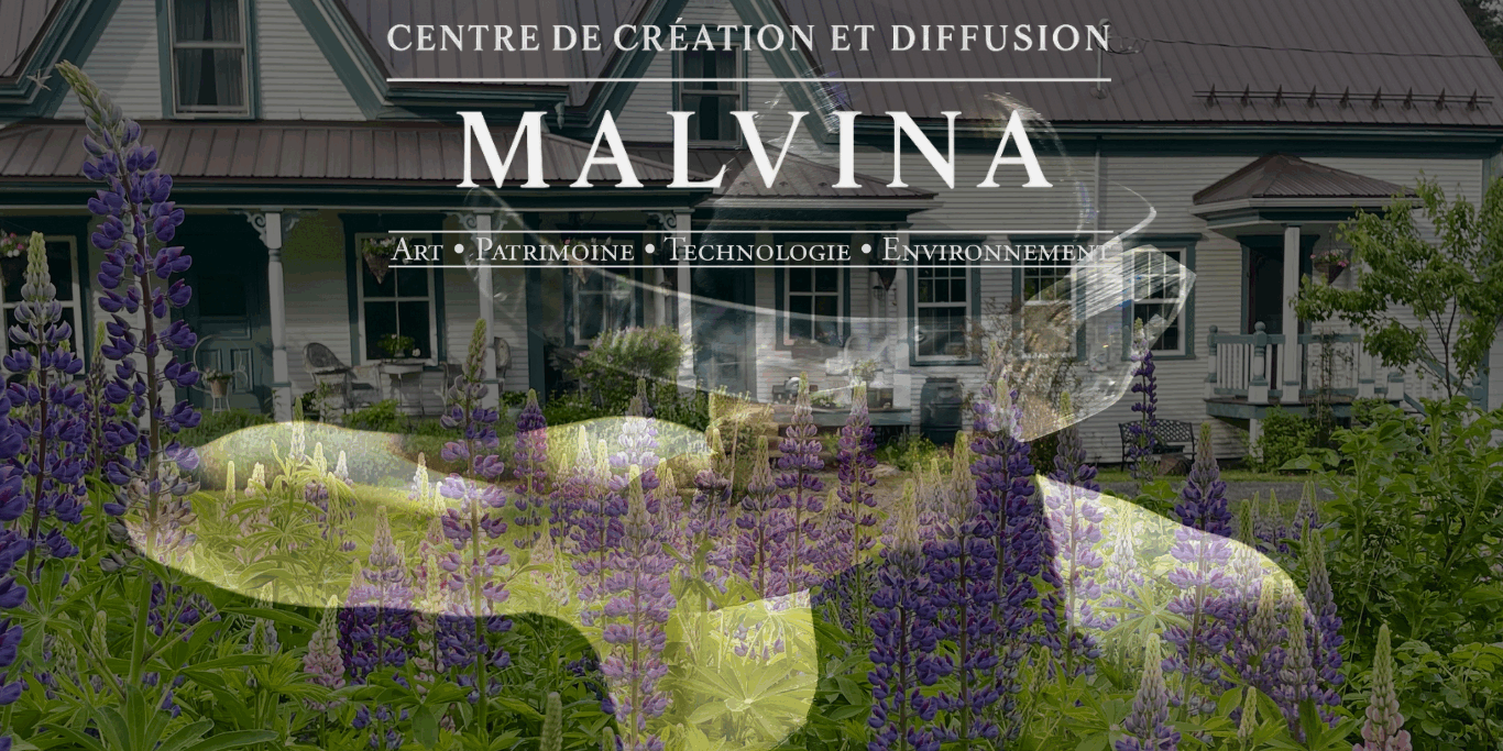 ccd Malvina-2025 (Website) Centre de création et de diffusion de Malvina, logo blanc sur fond d'image double entre une danseuse portant des lunettes qui ressemblent au VR et la maison patrimoniale en arrière-plan