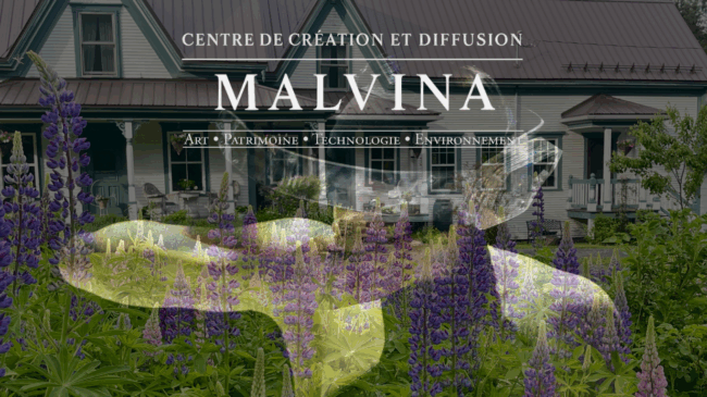 ccd Malvina-2025 (Website) Centre de création et de diffusion de Malvina, logo blanc sur fond d'image double entre une danseuse portant des lunettes qui ressemblent au VR et la maison patrimoniale en arrière-plan