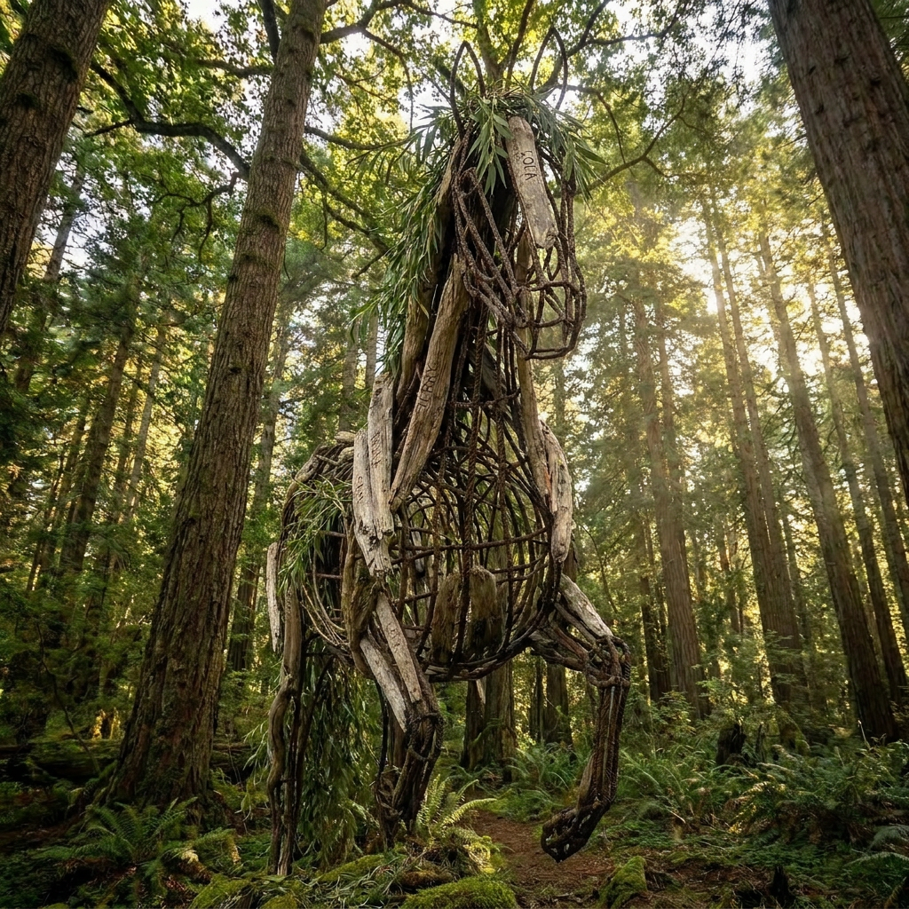 Cheval de Malvina par le sculpteur de bois Royden Mills